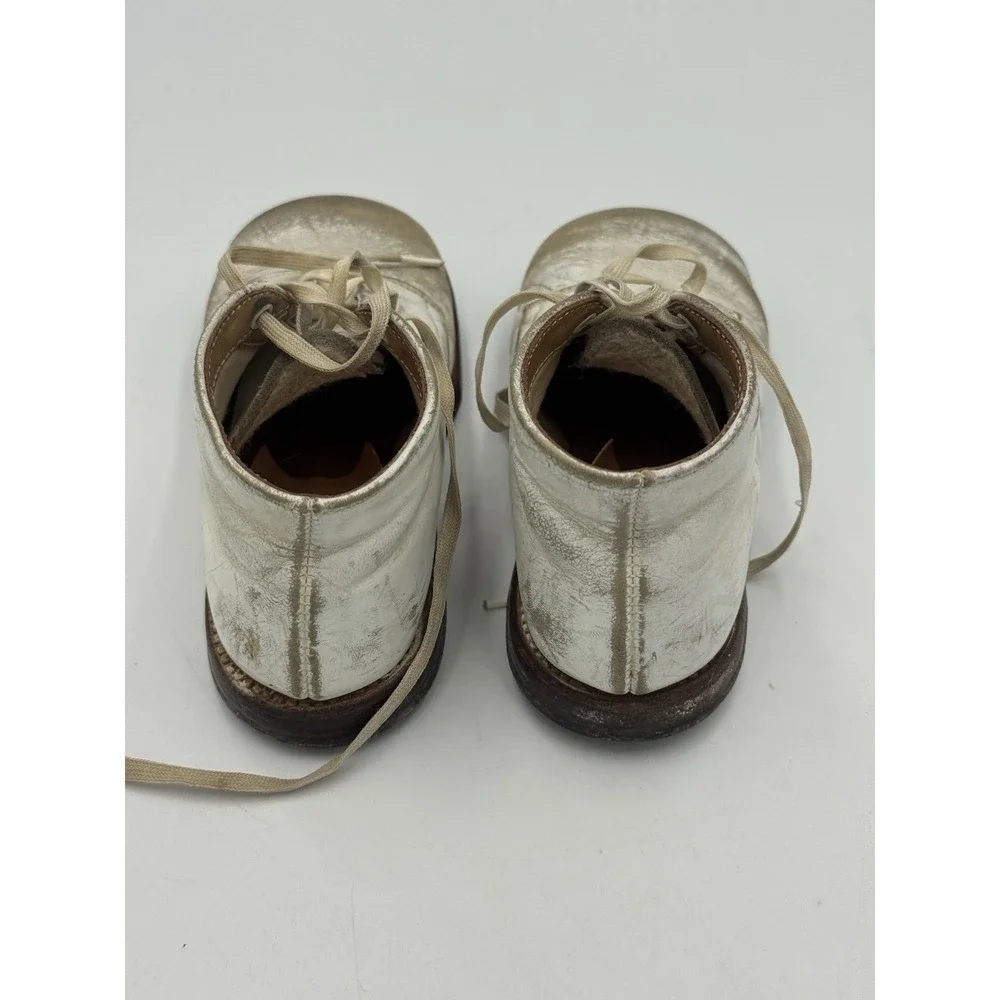 Antique Unisex Infant Toddler Baby Lace Shoes Leather Vintage